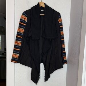 Rip Curl Ritual French Terry Jacket lightweight Embroidered Sleeve Boho Aztec